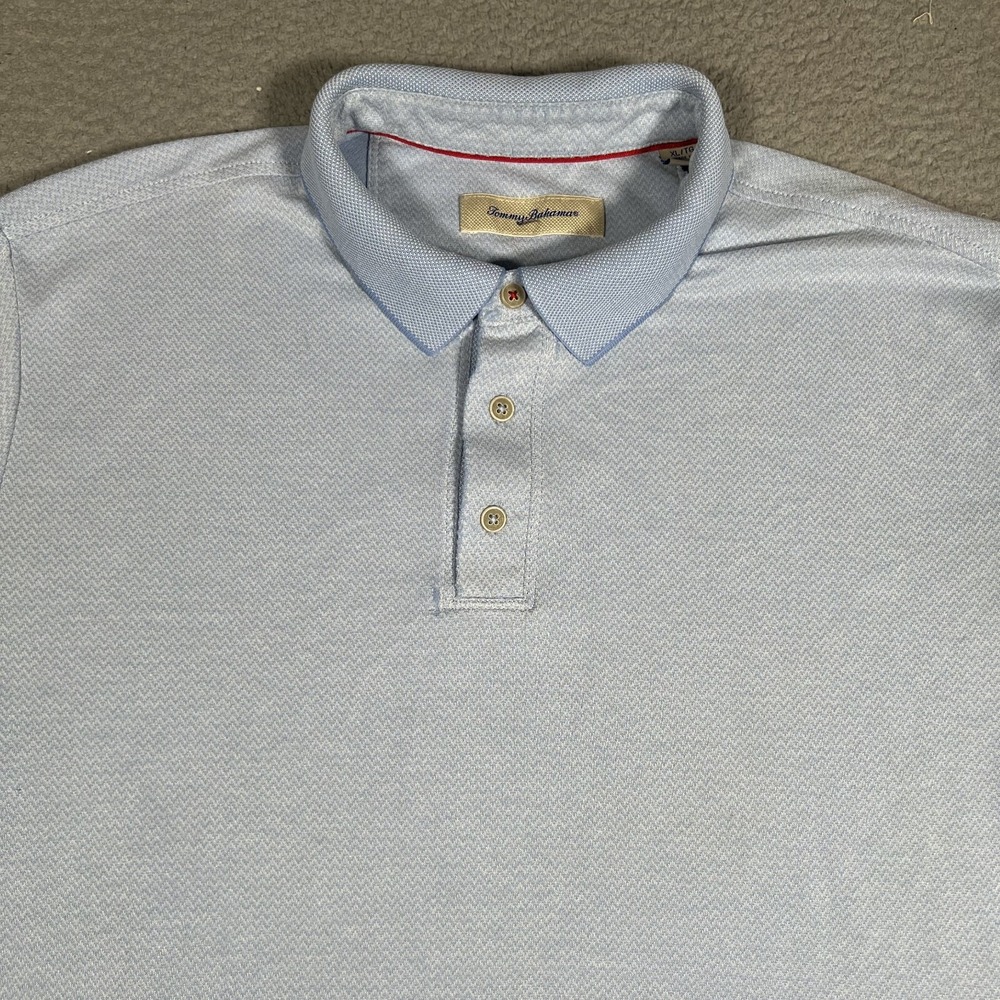 Tommy Bahama Shirt Mens XL Blue‎ Golf Polo Knit Casual Preppy Modal Blend Logo
